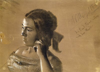 Studie für ein Porträt von Frau Von Maercker, 1846 von Adolph Menzel